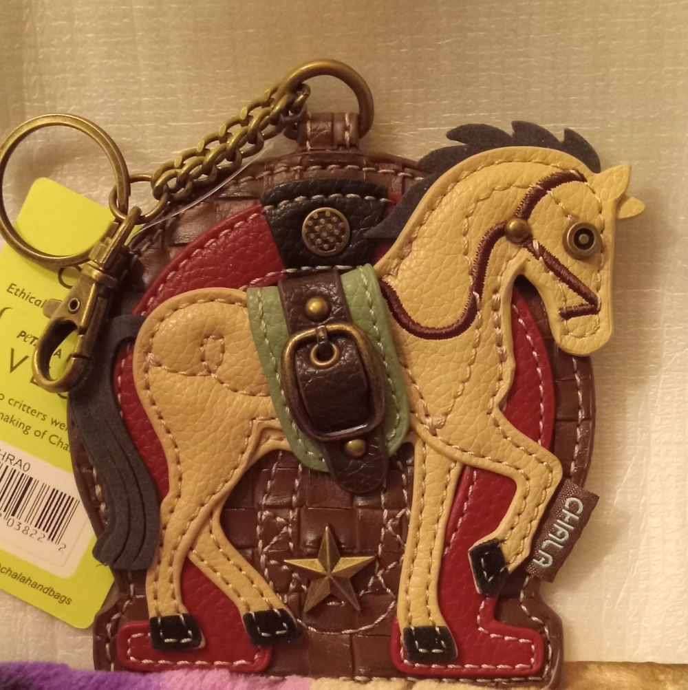 Chala Horse Keychain Bag Charm in Cream and Brown NWT